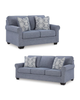 Carissa Manor Sofa and Loveseat; Denim