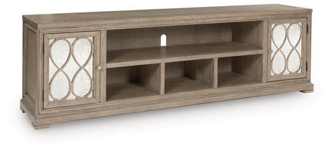 Jorlaina Extra Large TV Stand;Light Brown