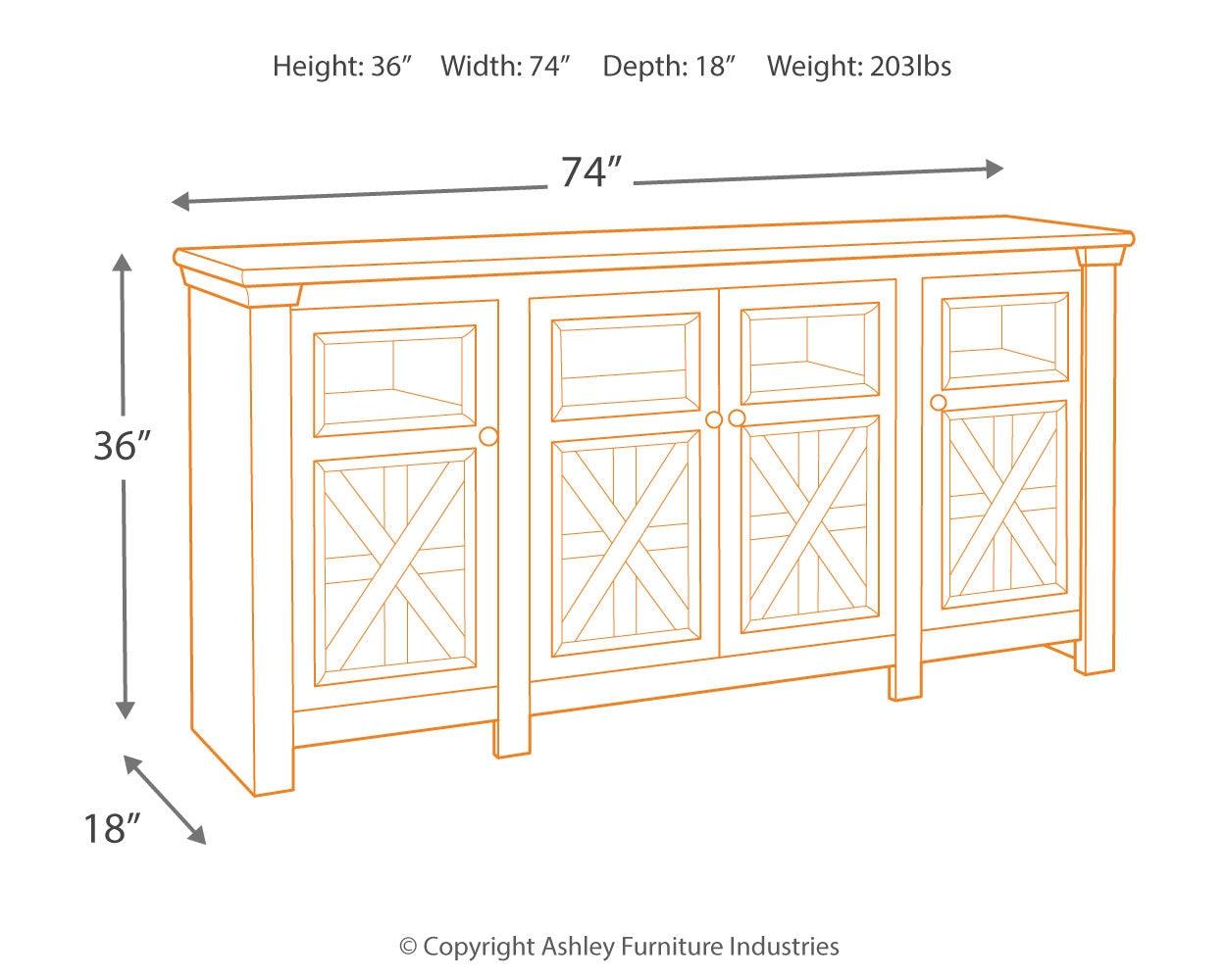 Bolanburg 74" TV Stand - Ashley Furniture - Brunei