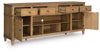 Sharlance XL TV Stand w/Fireplace Option; Light Brown