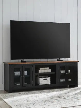 Wildenauer XL TV Stand w/Fireplace Option;Brown/Black