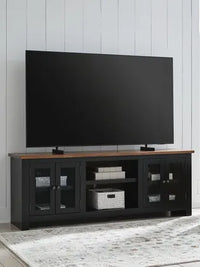 Wildenauer XL TV Stand w/Fireplace Option;Brown/Black
