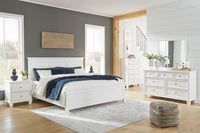 Fortman King Bed With Mirrored Dresser, Chest and Nightstand;White