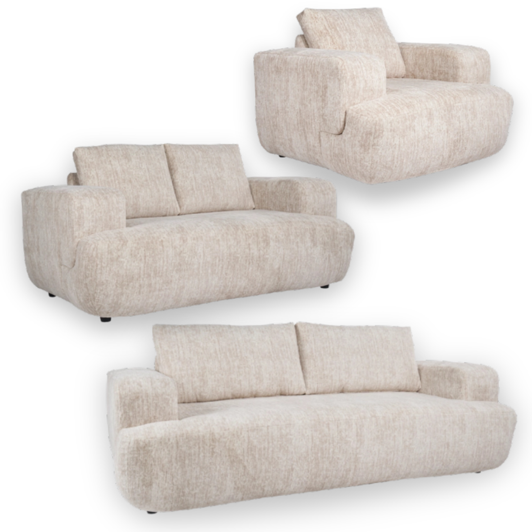 Bravestone Sofa Set;Parchment