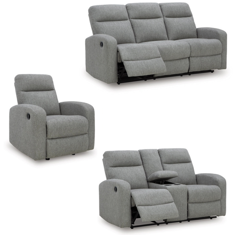 Moreau Recliner Sofa Set;Sterling
