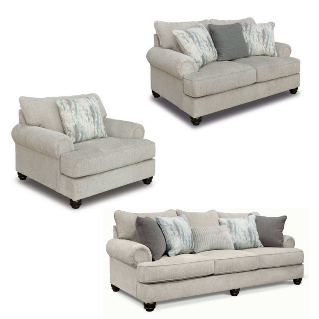Akinlane Sofa Set;Pewter
