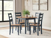 Gesthaven Dining Room Set with 4 chairs; Natural/Blue