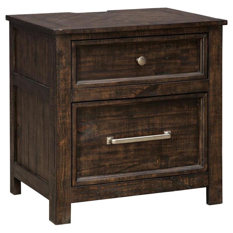 Hillcott Two Drawer Night Stand;DARK BROWN