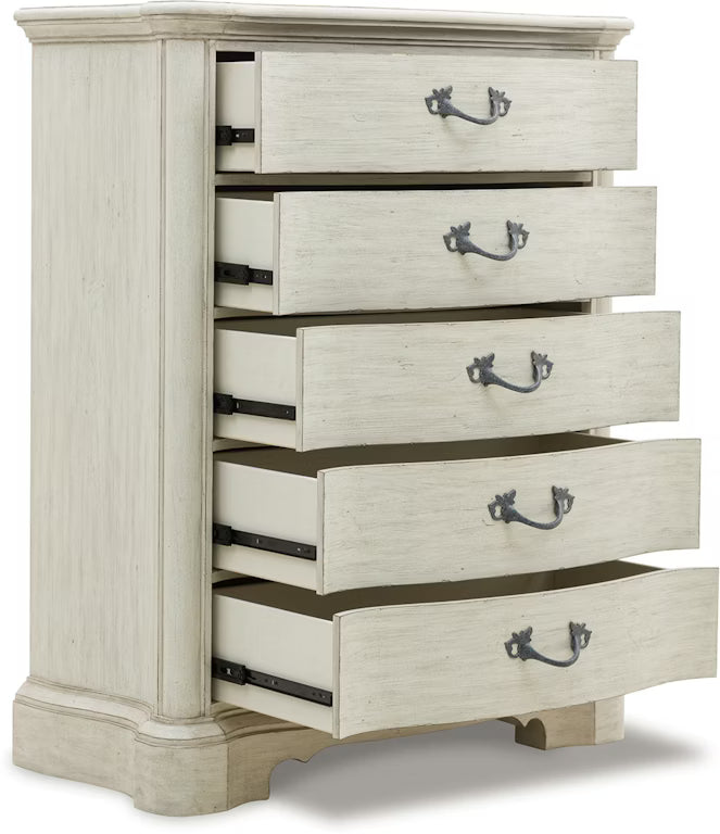 Arlendyne Five Drawer Chest;ANTIQUE WHITE