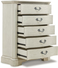 Arlendyne Five Drawer Chest;ANTIQUE WHITE