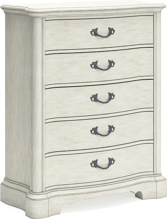 Arlendyne Five Drawer Chest;ANTIQUE WHITE