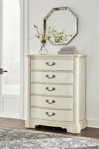 Arlendyne Five Drawer Chest;ANTIQUE WHITE