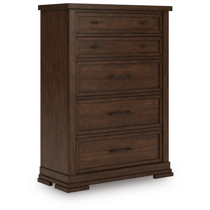 Taffenbrook Five Drawer Chest;Medium Brown