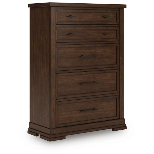Taffenbrook Five Drawer Chest;Medium Brown