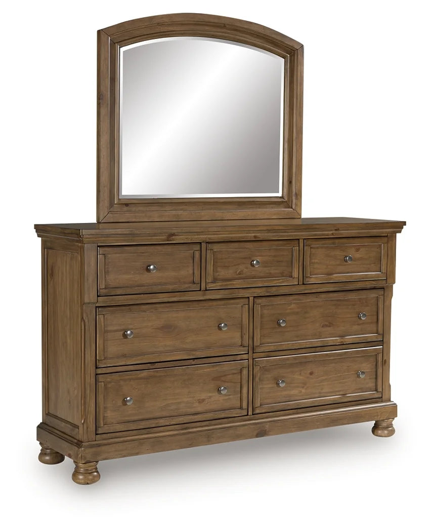 Vandenmore Dresser and Mirror;Medium Brown