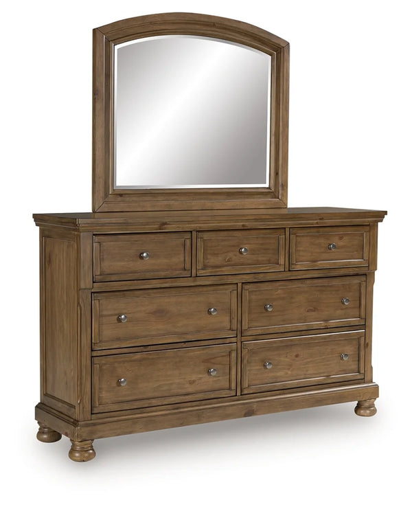 Vandenmore Dresser and Mirror;Medium Brown