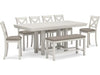 Robbinsdale Dining Set with Bench And Six Chairs; Antique White