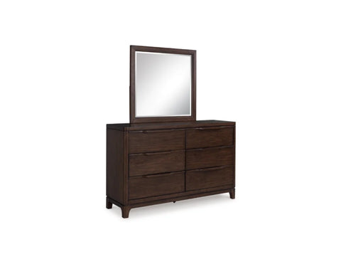 Korestone Dresser and Mirror; Dark Brown