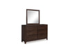 Korestone Dresser and Mirror; Dark Brown