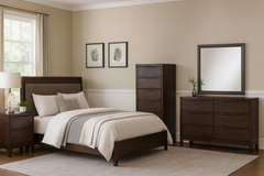 Korestone Queen Bed With Mirrored Dresser, Chest and Nightstand