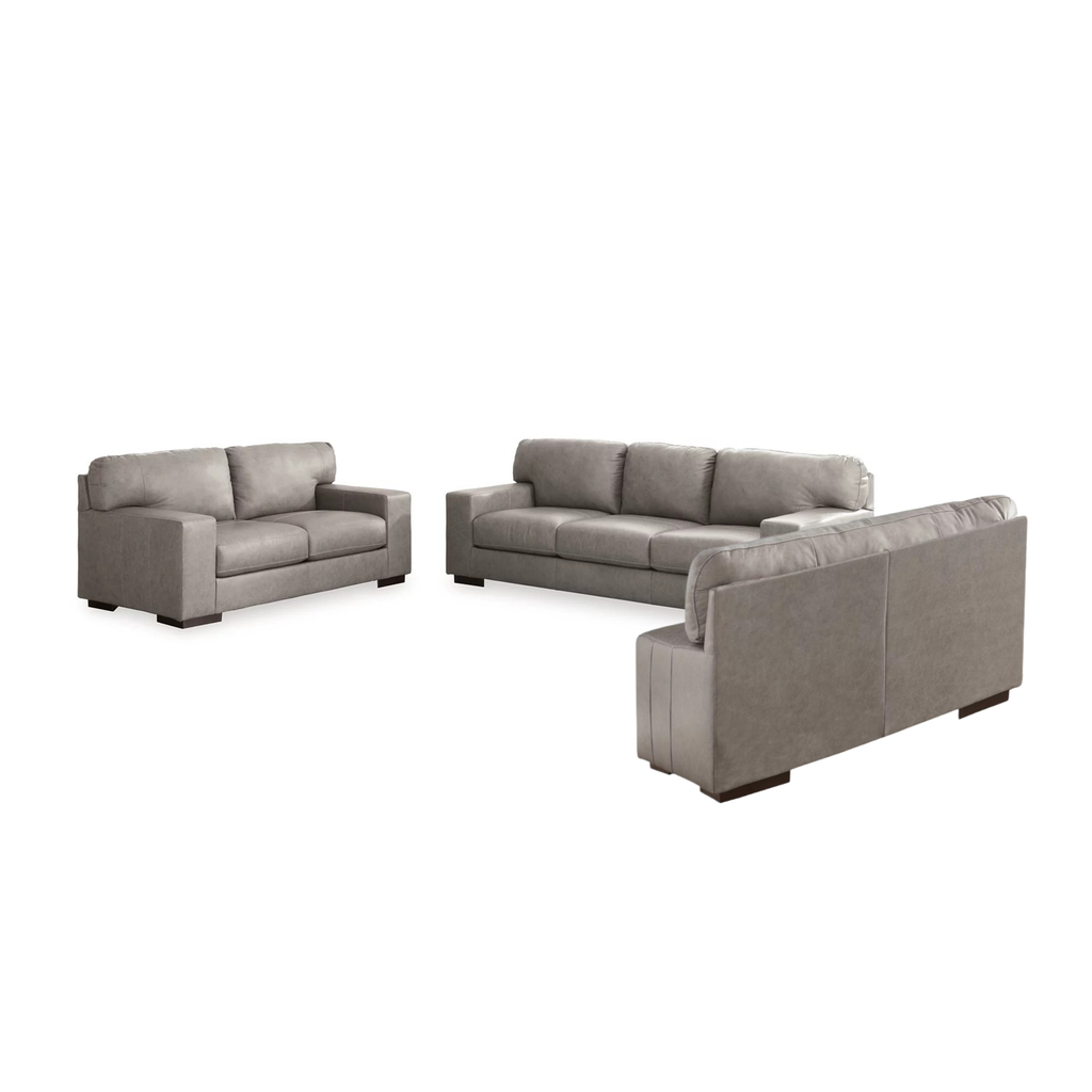 Lombardia Leather Sofa, Loveseat, and Oversized Leather Chair