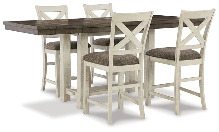 Brewgan Counter Height Dining Table, 4 Barstools and Bench