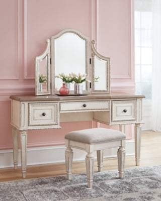 Realyn Vanity and Mirror with Stool - Ashley Furniture - Brunei