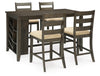 Rokane Counter Height Dining Table and 4 Barstools