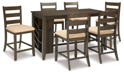 Rokane Counter Height Dining Table and 6 Barstools