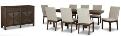 Dellbeck Dining Table with 8 Chairs and Server
